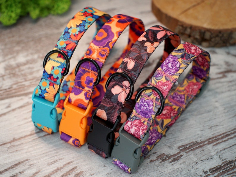 Collars Unique Personalized Dog Collar - 4 Floral Patterns, Custom Puppy Collar With ...
