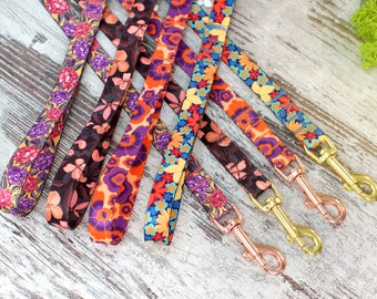 Floral Design Pet Leash for Small Medium Large Dogs, Flower Pattern Dog Leashes, Floral Print 5FT Dog Lead, Personalized Girl Dog Leash