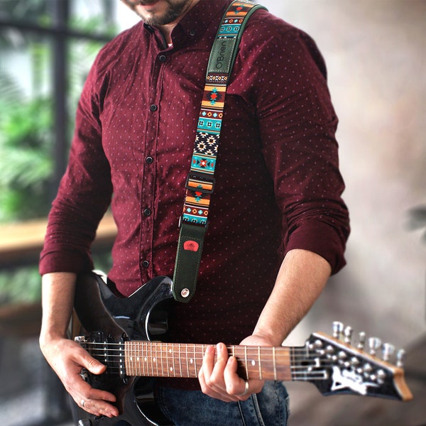 Tribal Guitar Strap, Personalized Guitar Strap, Gift for Him, Custom Guitar Strap, Adjustable Guitar Straps, Wide Soft Guitar Strap