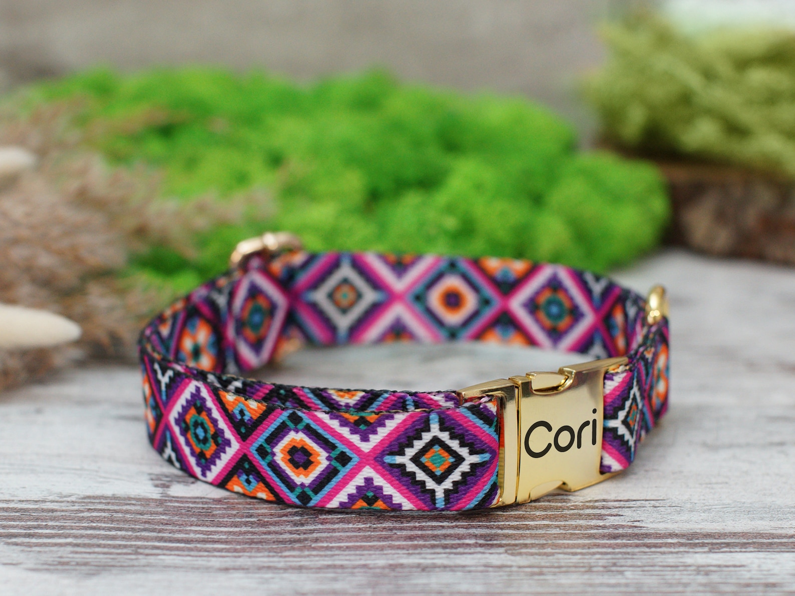 Personalized Dog Collar Pattern, Aztec Dog Collar Engraved, Southwest