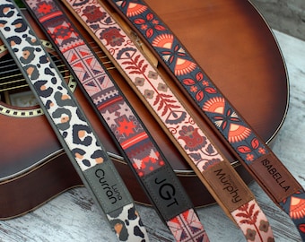 Personligt lädergitarrband, presenter till gitarrister, remmar för akustiska elbasar till ukulele, födelsedagspresent till män