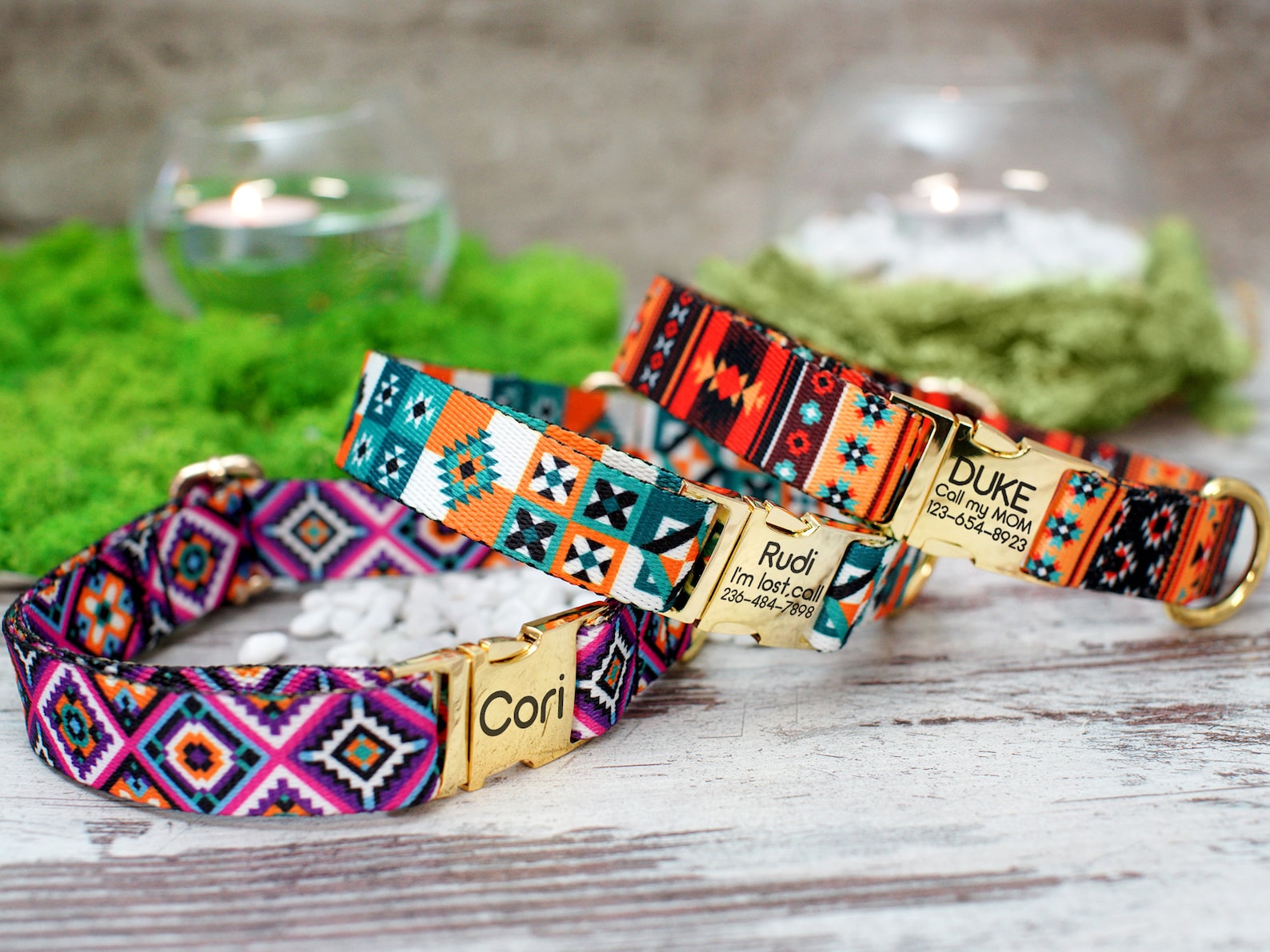 Personalized Dog Collar Pattern, Aztec Dog Collar Engraved, Southwest ...