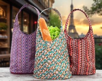 Oxford Fabric Shopper Bags, Leather Base Tote, Waterproof Market Bag, Everyday Carry Bag, Mom Gifts, Casual Shoulder Tote, Gift for Her