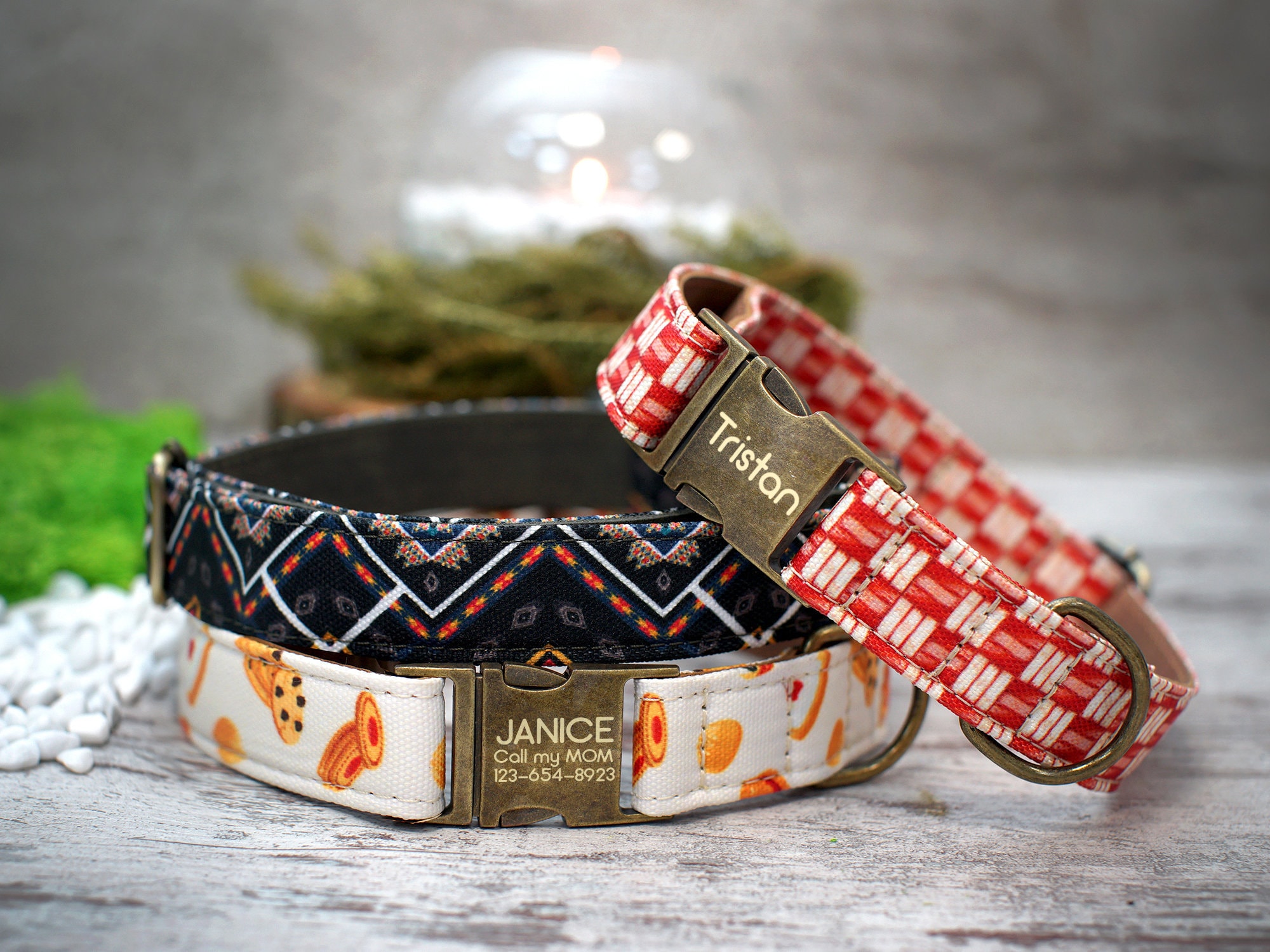 Print Dog Collar Leather Personalized Dog Collar Pattern Etsy