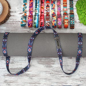 Custom Yoga Mat Carrier Strap, Durable Nylon Yoga Holder, Personalized Adjustable Strap with Leather Part, Gift for Her, Fitness Accessory image 10