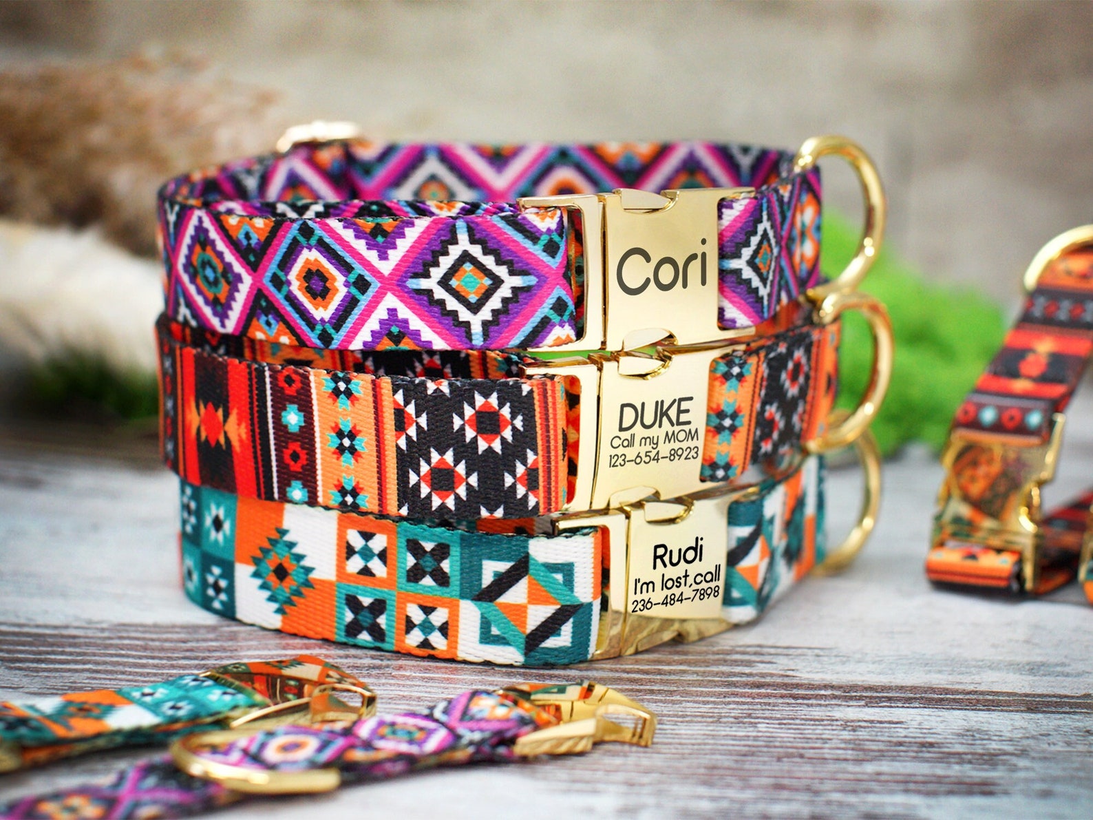 Personalized Dog Collar Pattern, Aztec Dog Collar Engraved, Southwest ...