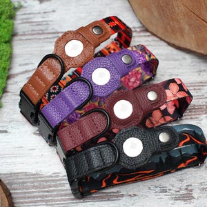 Airtag Dog Collar with Name,Personalized Leather Dog Collar with AirTag Holder, Apple Air Tag Tracking Dog Collars, Printed Nylon Pet Collar