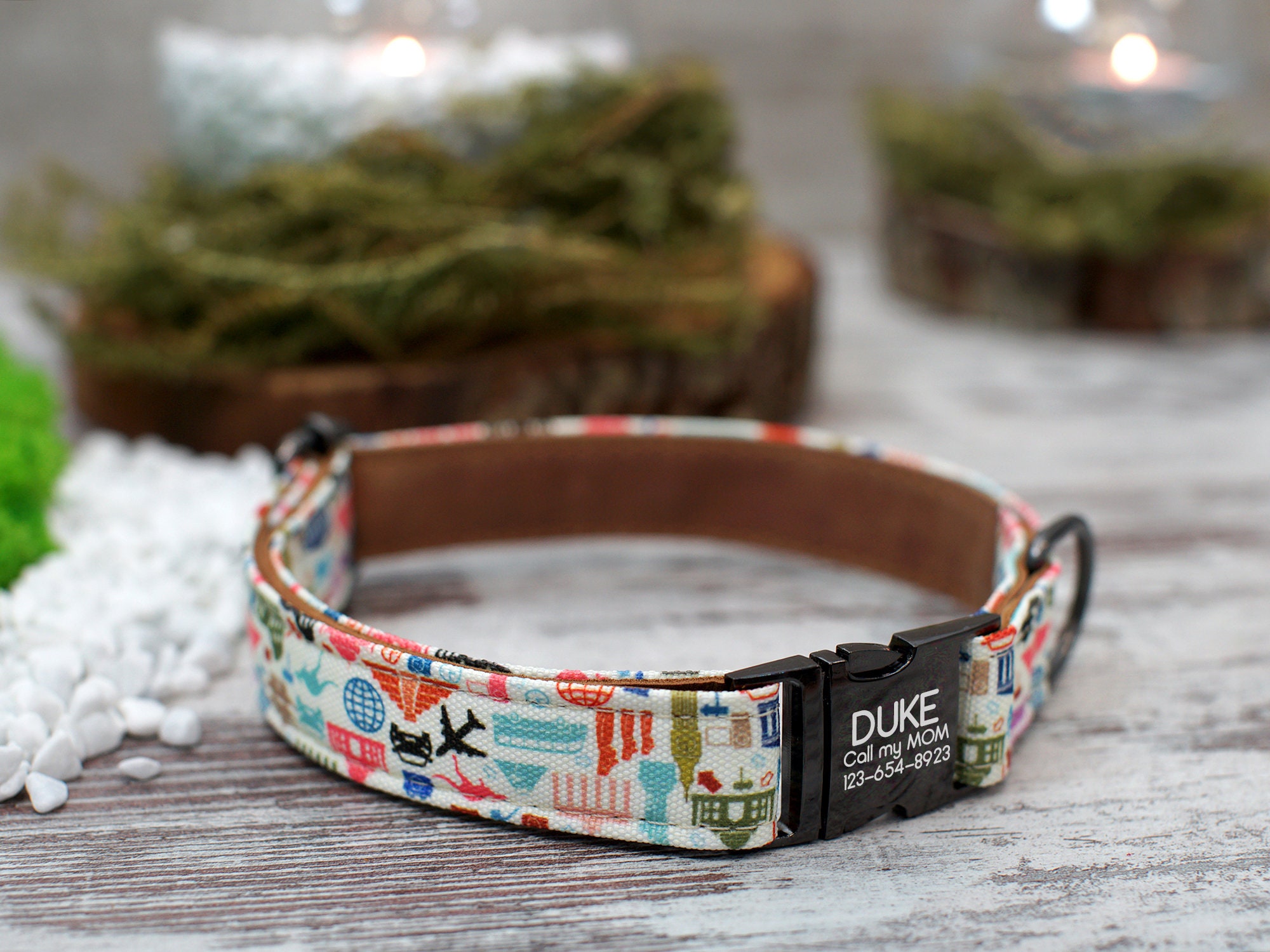 Personalized Leather Dog Collar Pattern Dog Collar Girl Dog Etsy