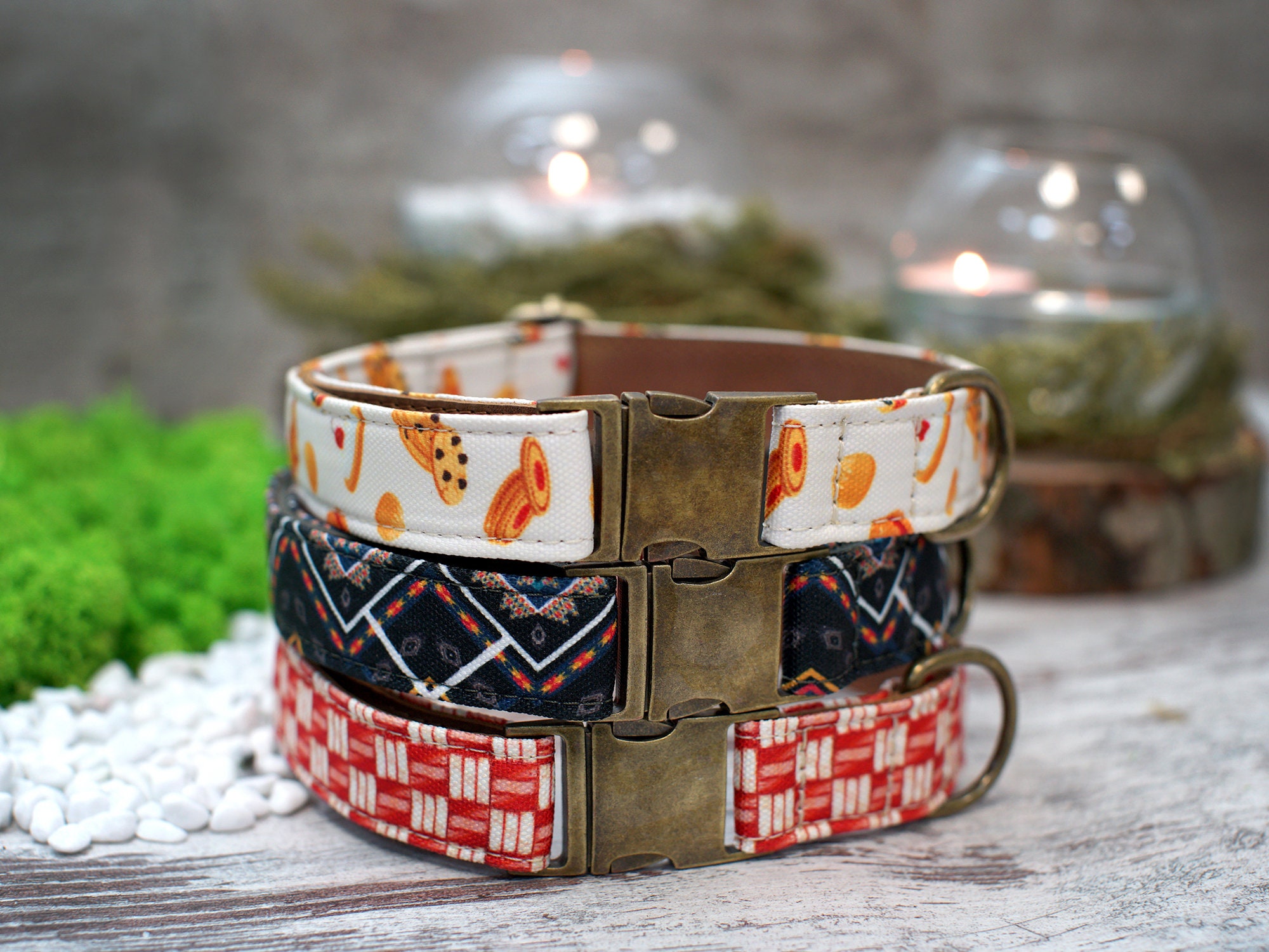 Print Dog Collar Leather Personalized Dog Collar Pattern Etsy