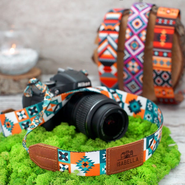 Camera Strap Personalized, Canon Sony Nikon Camera Strap, Leather Camera Wrist Strap, Pattern Camera Accessories, Gifts for Her