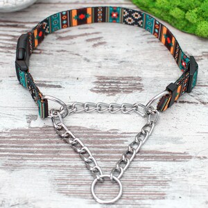 Personalized Martingale Collar with Chain, Custom Pet Collar, Pattern Martingale Dog Collar, Martingale Collar for Dogs, Dog Collar Aztec image 9
