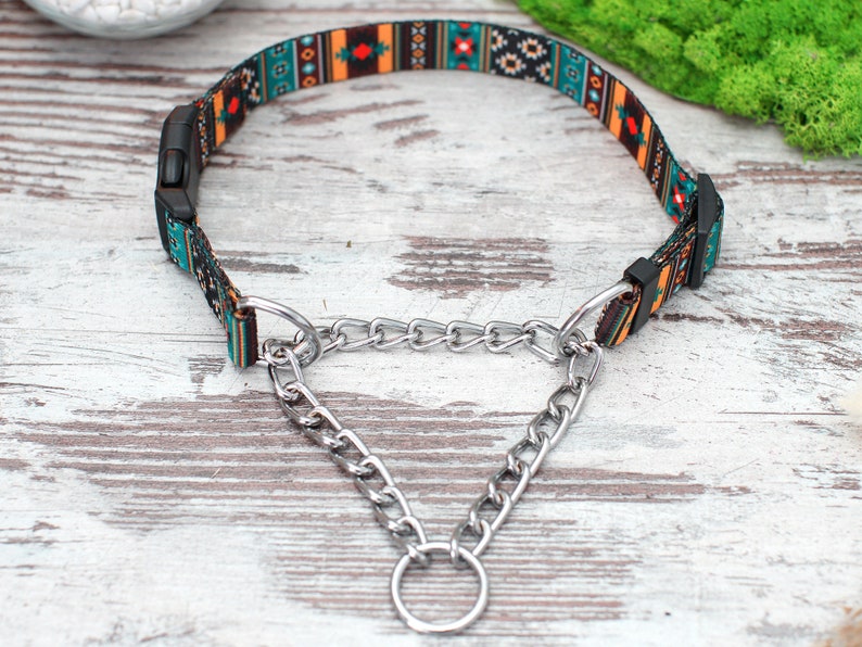Personalized Martingale Collar with Chain, Custom Pet Collar, Pattern Martingale Dog Collar, Martingale Collar for Dogs, Dog Collar Aztec image 9
