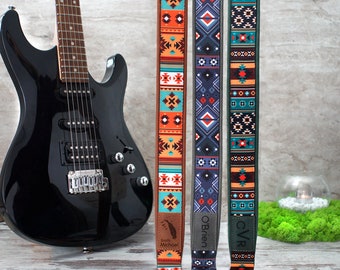 Guitar Strap Pattern, Leather Guitar Strap, Personalized Guitar Strap, Guitar Player Gift, Custom Guitar Strap, Adjustable Guitar Strap