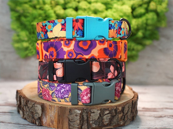 Hundehalsband Mit Schleife – Rosa Blumendruck, Verstellbar Mit Metallschnalle, Für Mittelgroße Hunde