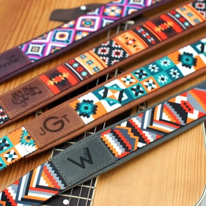 Sangles de guitare personnalisées - 4 motifs différents disponibles, Sangles de guitare en cuir personnalisées, Sangles de guitare souples, Sangles de basse, Sangles de guitare