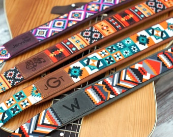 Personalized Guitar Strap - 4 Different Pattern Available, Custom Leather Guitar Strap, Soft Guitar Strap, Bass Guitar Strap, Guitar Straps