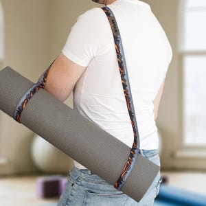 Custom Yoga Mat Carrier Strap, Durable Nylon Yoga Holder, Personalized Adjustable Strap with Leather Part, Gift for Her, Fitness Accessory image 2