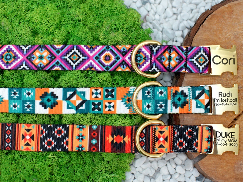 Personalized Dog Collar Pattern Aztec Dog Collar Engraved | Etsy