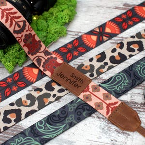 Custom Camera Strap, Photographer Gift, Leather Camera Strap Floral, Personalized Strap for Canon, Sony, DSLR Cameras, Christmas Gifts image 10