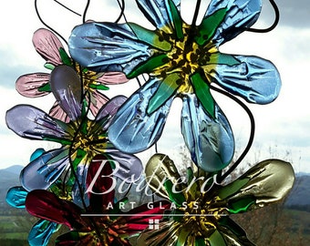 Glass Flower Clematis Suncatcher Decoration