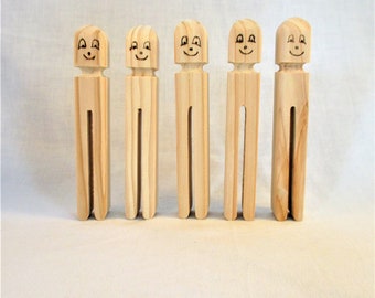 Old clothespin revisited, clothespin restyled, spruce clothespin, clothespin bonhomme, pyroengraved clothespin