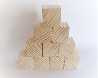 Cubes en bois, épicéa naturel 10/15/18/22 mm. Poncé très fin à la main, angles adoucis ou brut de rabotage.