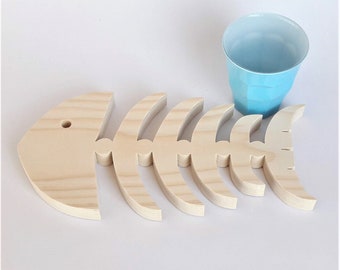 Trivet, cutting board, in natural spruce wood &quot;fish&quot;, fish bone, hot dishes, food cuts, wooden decoration