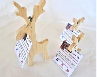 paper holder, put empty paper pocket of natural pine wood reindeer, office decor, photo holder