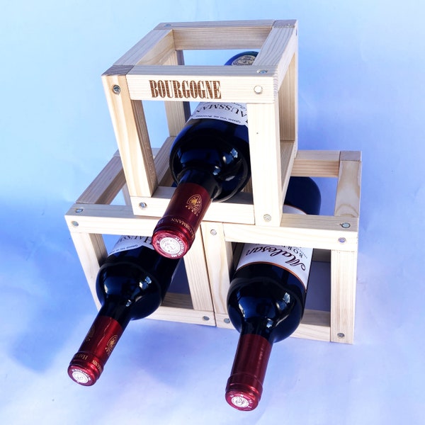 casier à bouteille, rangement bouteille, support à vin, porte bouteille, présentoir à vin en bois, range bouteille, gravure laser possible