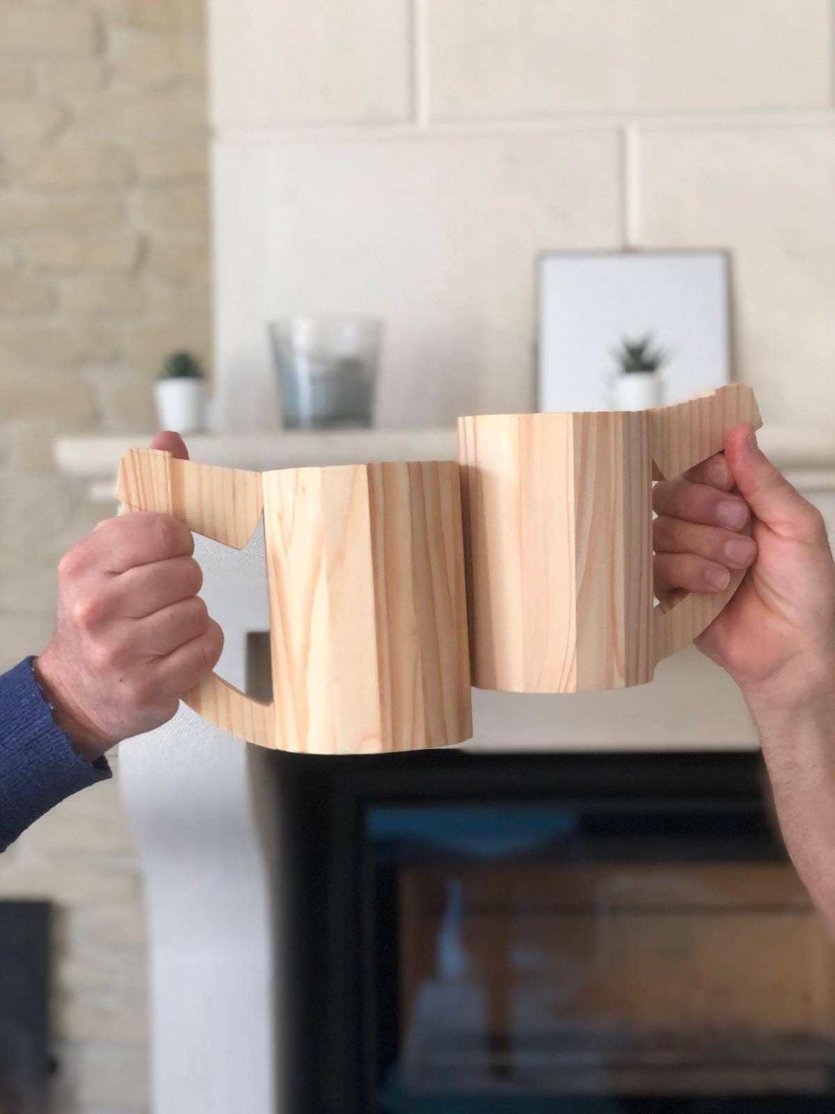 Chope à Bière en Bois, Épicéa Naturel, 2 Modèles Au Choix, Empilages de Cercles ou Pièces Trapèze As