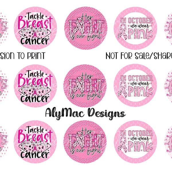 INSTANT DOWNLOAD* Breast Cancer Digital Bottle Cap Images