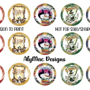 INSTANT DOWNLOAD Wizard Houses Digital Bottle Cap Images