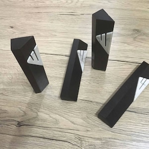 Black and white shinsofstone mezuzah case judaica triangular