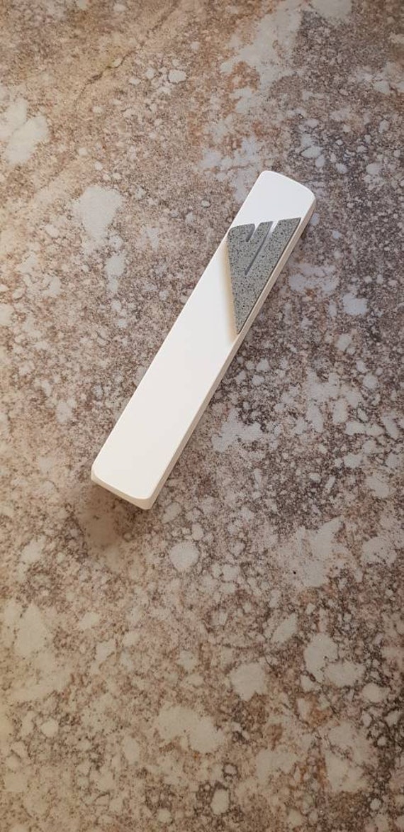 White mezuzah modern stone mezuzah case with light grey shin Etsy