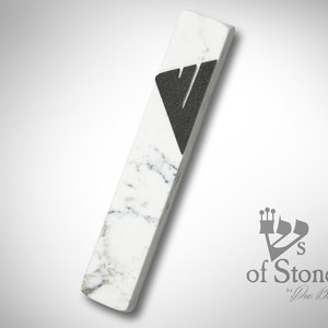 Mezuzah case white and charcoal marble mezuzah case