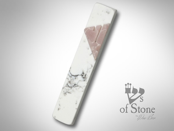 modern mezuzah case for scroll marble carrara pick your shin color jewish gift