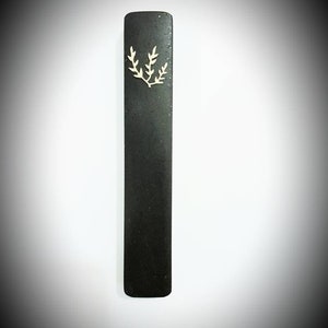 Black mezuzah with silver shin