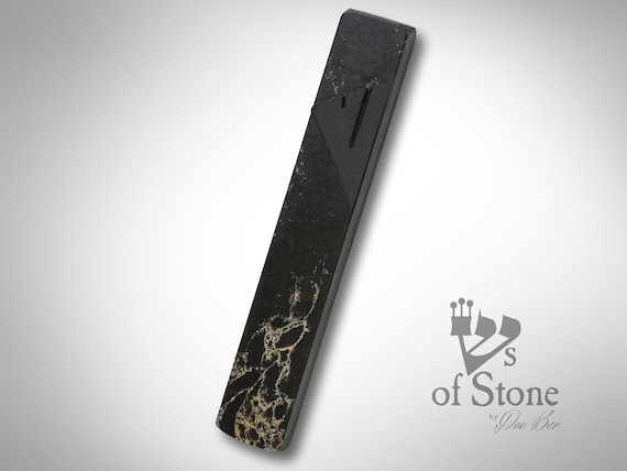 Black mezuzah  modern mezuzah case made from stone