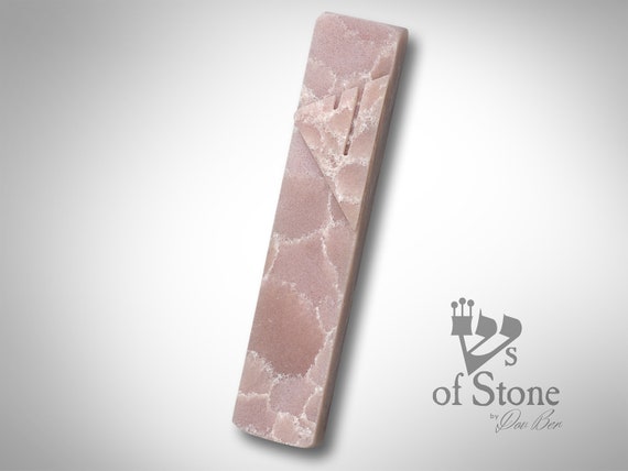 Pink mezuzah case made from quartz
