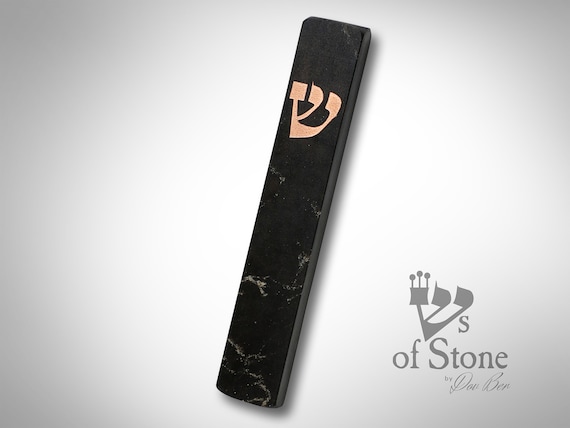 Mezuzah case modern black marble mezuzah cover for scroll judaica made in israel jewish gift