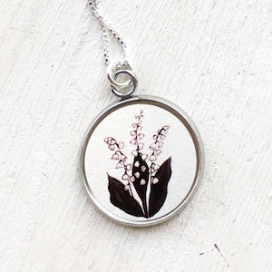Lily of the valley necklace, May birth flower necklace, lily of the valley pendant, May birthday gift, for women, mother&#39;s day, cottagecore