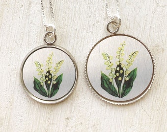 Collana di mughetto, collana di fiori di nascita di maggio, ciondolo di mughetto, regalo di compleanno di maggio, per le donne, festa della mamma, fiore di campo