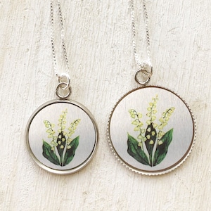 Lily of the valley necklace, May birth flower necklace, lily of the valley pendant, May birthday gift, for women, mother&#39;s day, wildflower