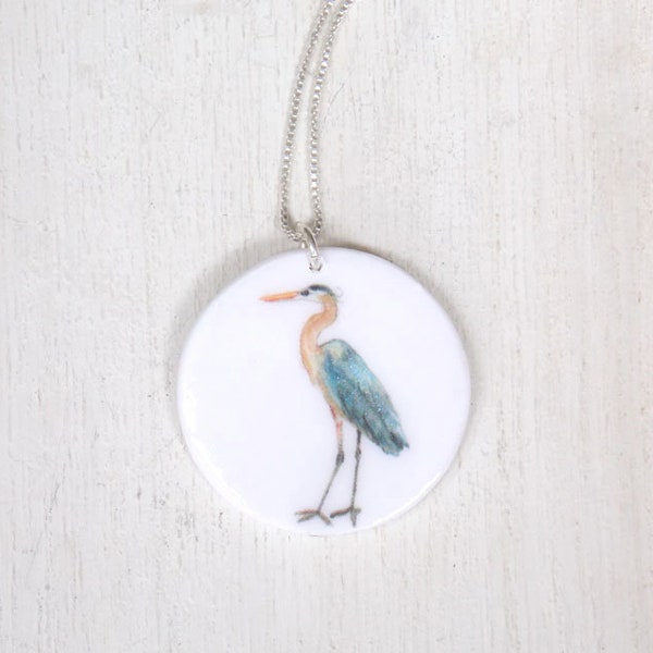 Heron necklace, blue heron necklace, heron pendant, blue heron pendant, heron jewelry, bird necklace, bird pendant, bird jewelry, wildlife