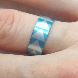 Turquoise and silver ring, turquoise triangle ring, silver triangle ring, geometric ring, husband/wife rings, matching couple rings, friends