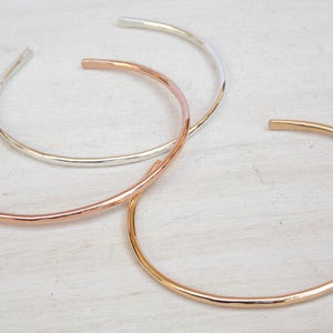 Hammered bangle, stacking bangle set, stackable bangles, hammered cuff bracelet, thin gold cuff, thin silver cuff, rose gold bracelet