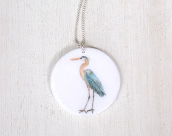Heron necklace, blue heron necklace, heron pendant, blue heron pendant, heron jewelry, bird necklace, bird pendant, bird jewelry, wildlife