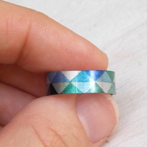 Triangle ring turquoise, silver triangle ring, silver turquoise ring, triangle band, adjustable turquoise ring, silver geometric ring band