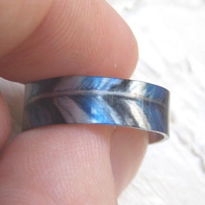Feather ring, blue feather ring, adjustable feather ring, boho feather ring, nature ring, bird ring, western feather ring, blue jay