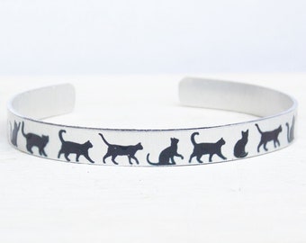 Cat cuff cat jewelry Cat ready to ship crazy cat lady Antique cat bracelet Cat cameo cat bracelet gifts for her retro
